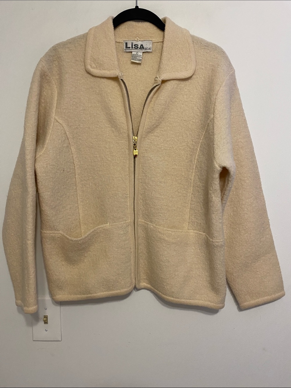 Lisa international Cream Full-Zip Teddy Jacket, boiled wool. Nice condition